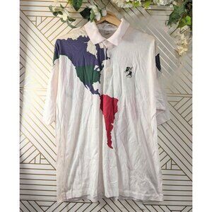 MICKEY MOUSE X TITLEIST Vintage World Polo Map Golf Shirt XL FLAWED